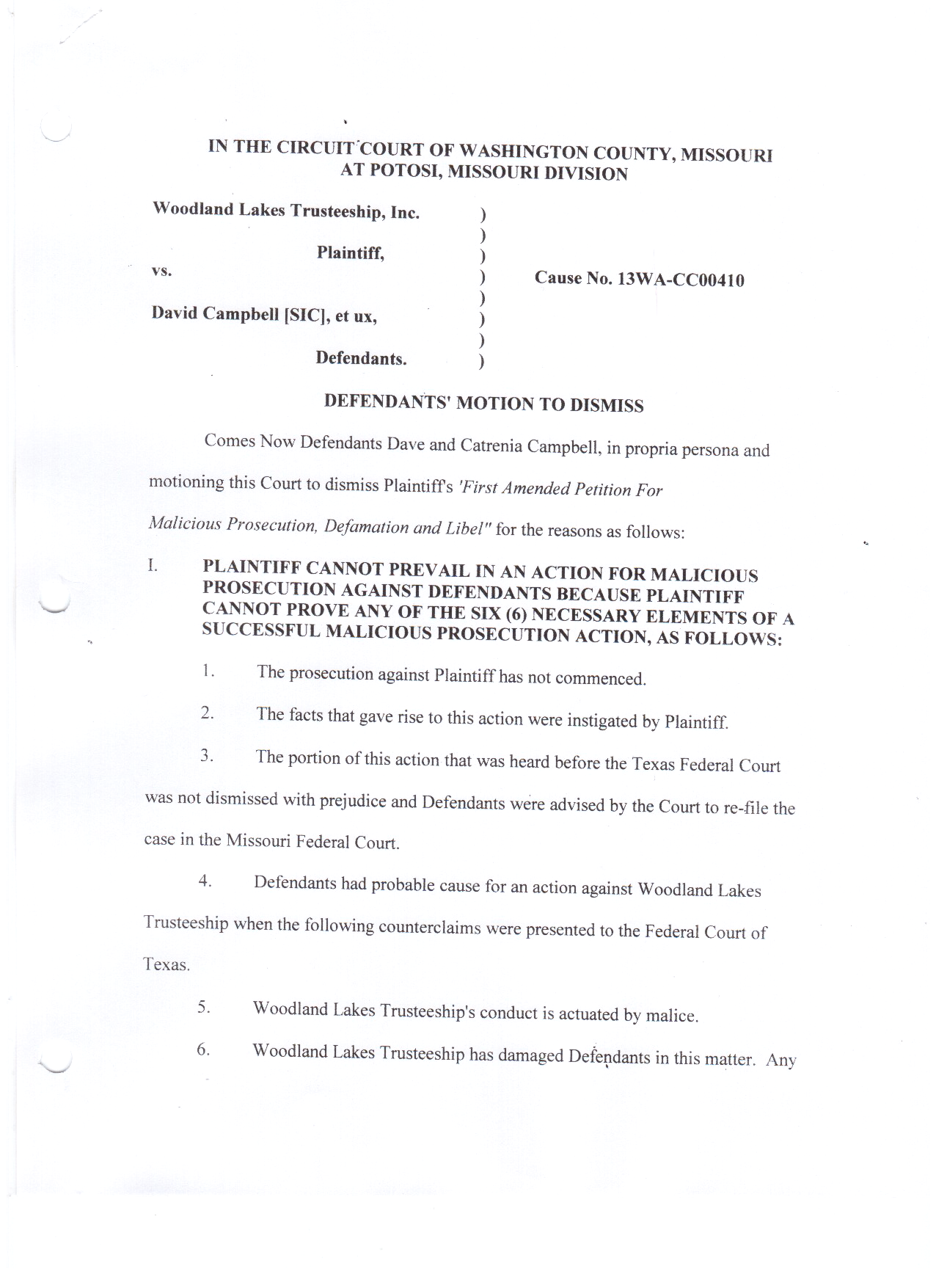 Motion to Dismiss