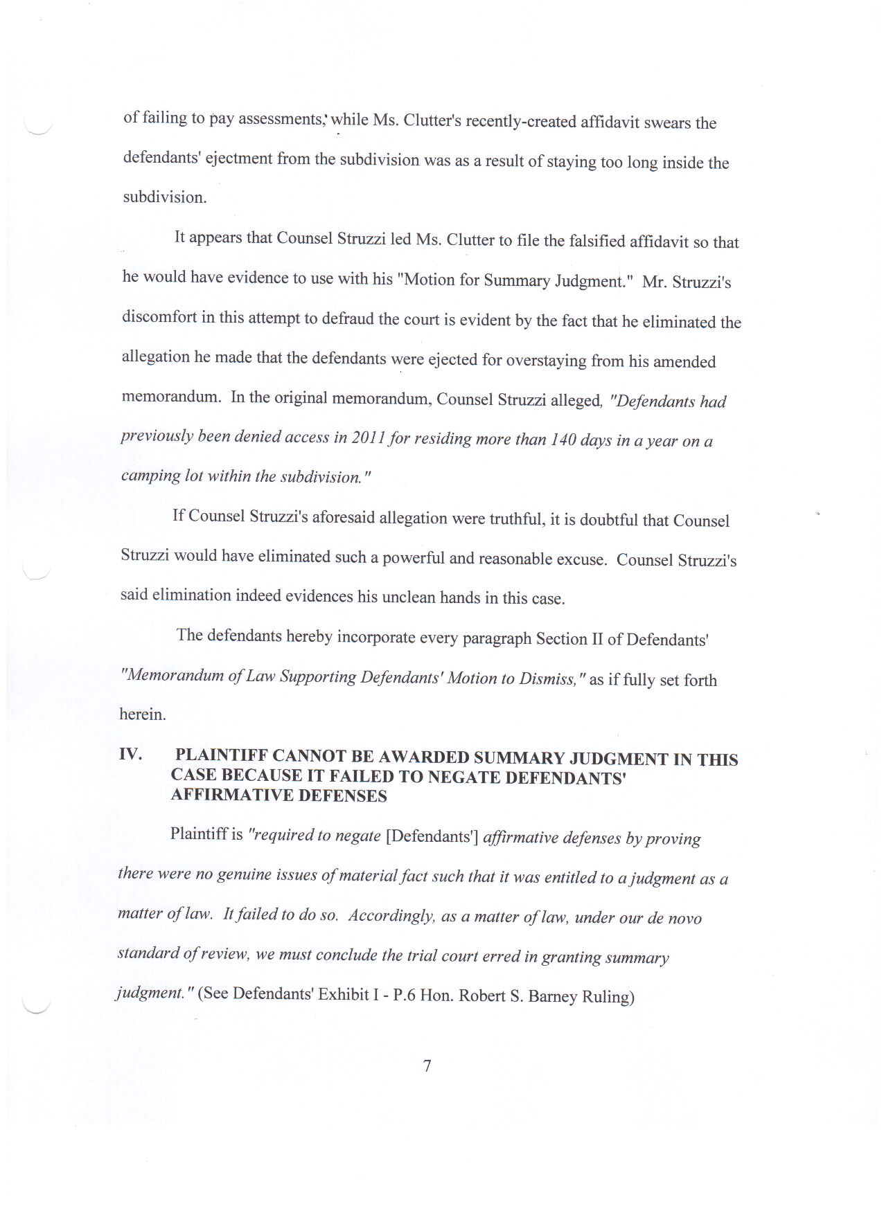 Opposing Memorandum