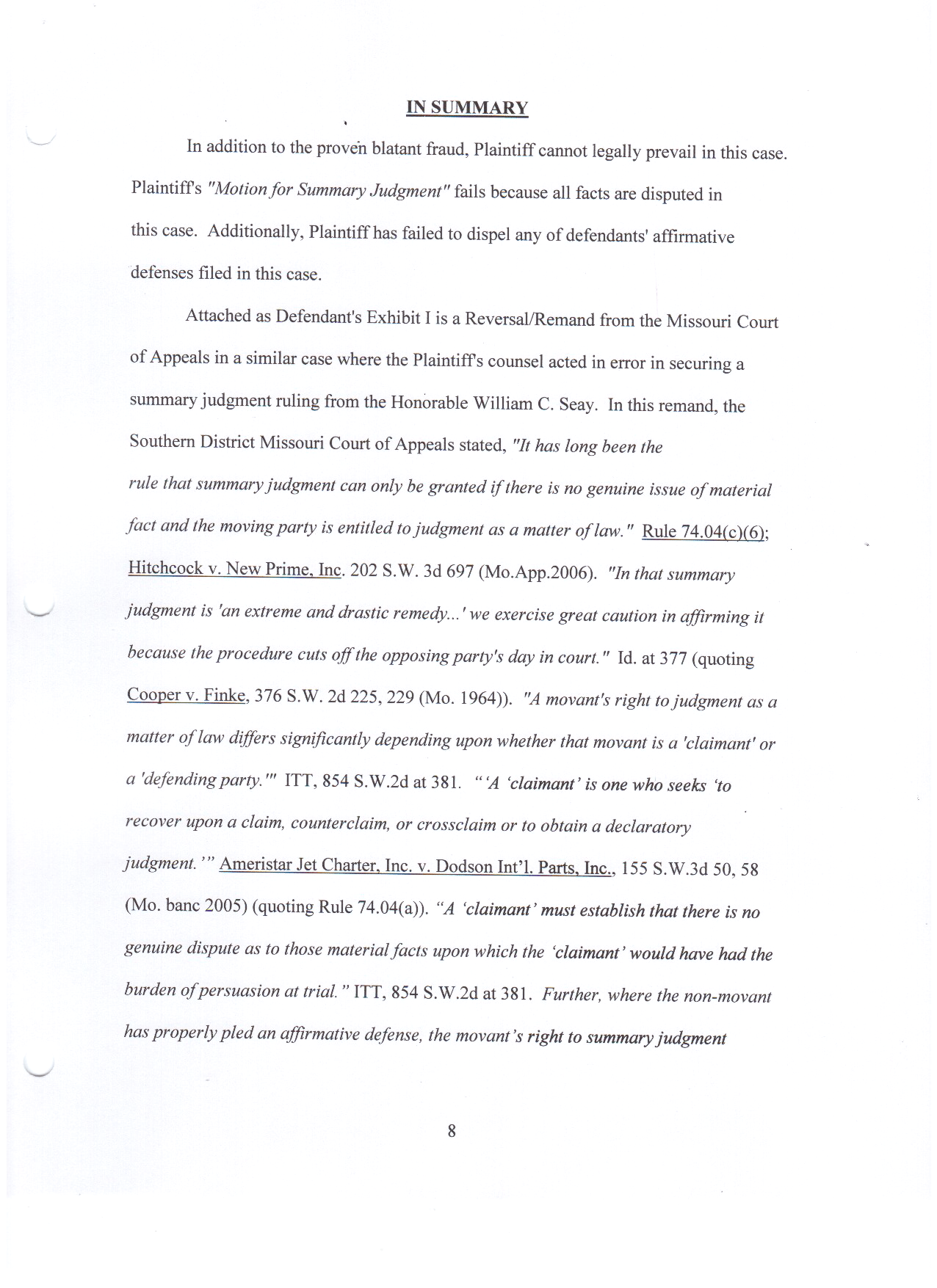 Opposing Memorandum