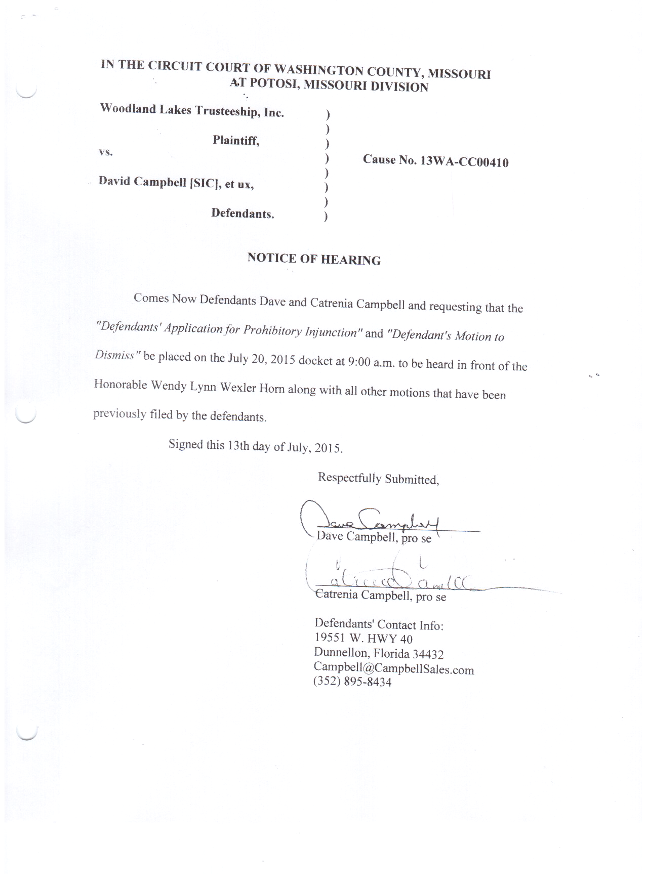 Notice of Hearing
