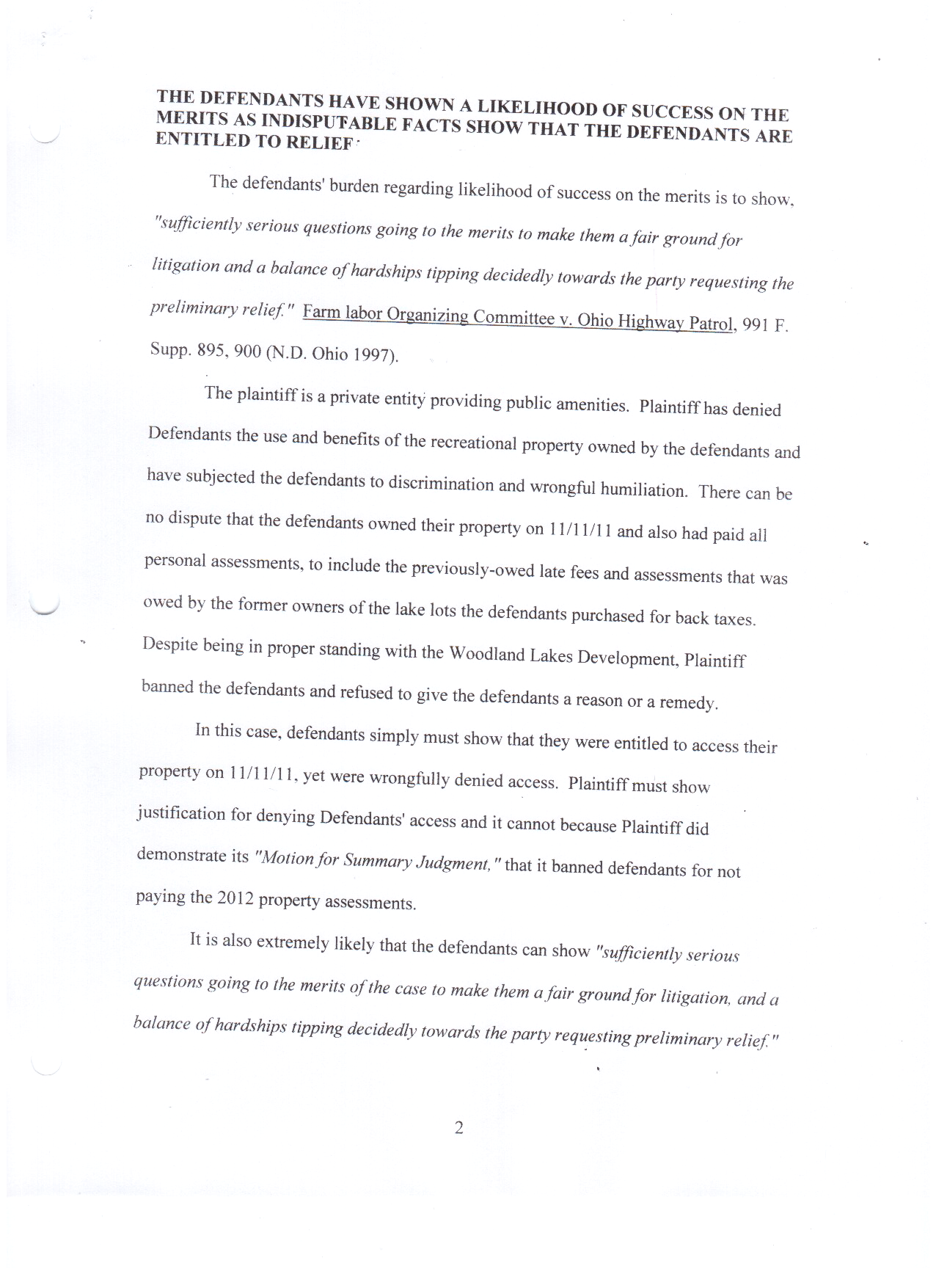 Prohibitory Injunction Memorandum