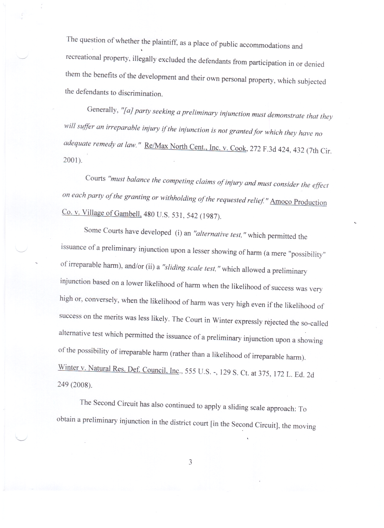 Prohibitory Injunction Memorandum