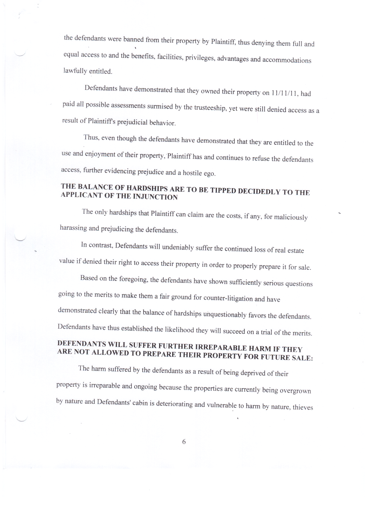 Prohibitory Injunction Memorandum