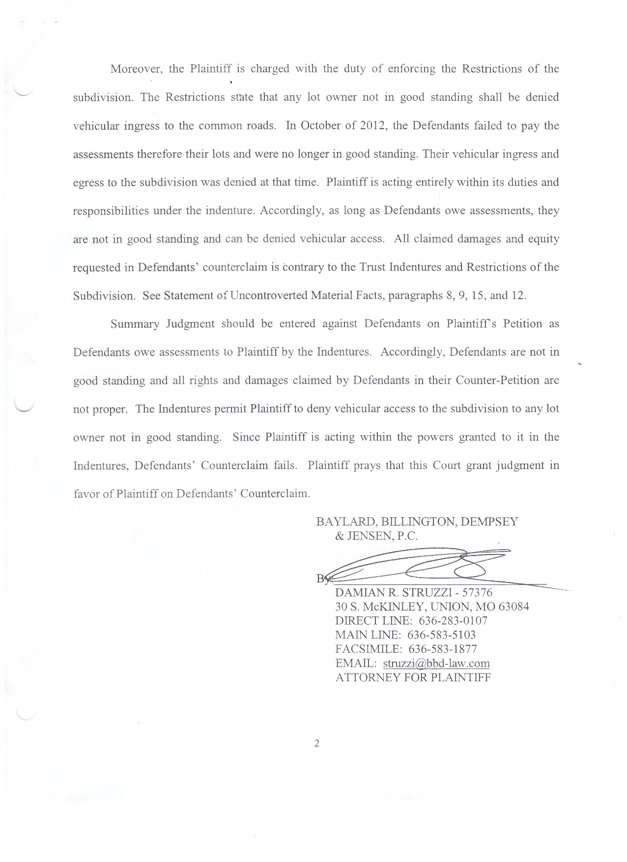 Summary Judgment Motion